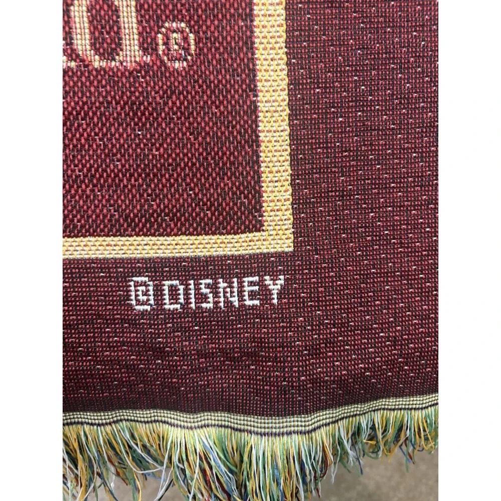 Disney Walt Disney World Mickey Mouse Woven Tapestry Throw Blanket Fringe Icons